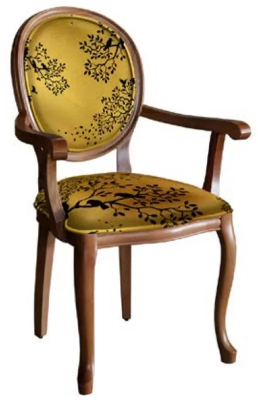 Nur Für Kurze Zeit Casa Padrino silla de comedor barroco oro / negro / marrón - Silla de estilo antiguo hecha a mano con reposabrazos - Muebles de comedor de estilo barroco