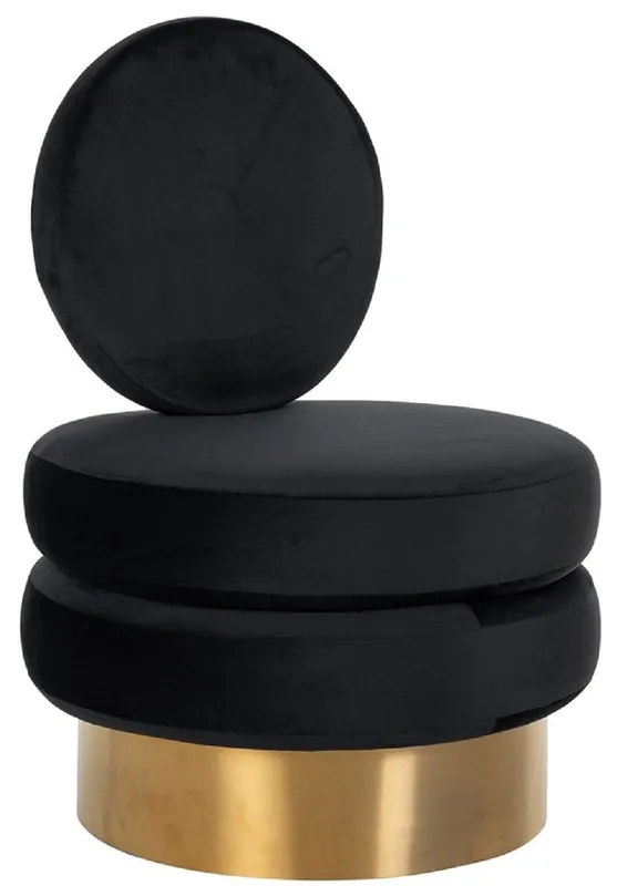 Casa Padrino sillón de terciopelo de lujo negro / oro 66 x 65 x A. 93 cm - Sillón de salón - Sillón de hotel - Muebles de salón de lujo Direktkauf