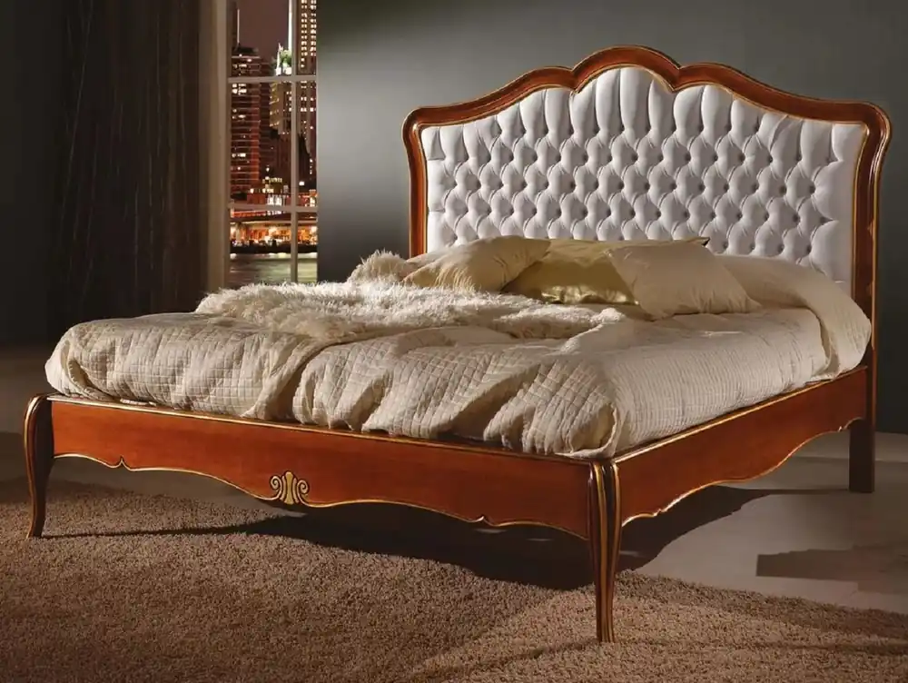 Casa Padrino cama de matrimonio barroco de lujo blanco / marrón / oro - Magnífica cama de madera maciza - Muebles de dormitorio barrocos - Calidad de Lujo - Hecho en Italia Billig
