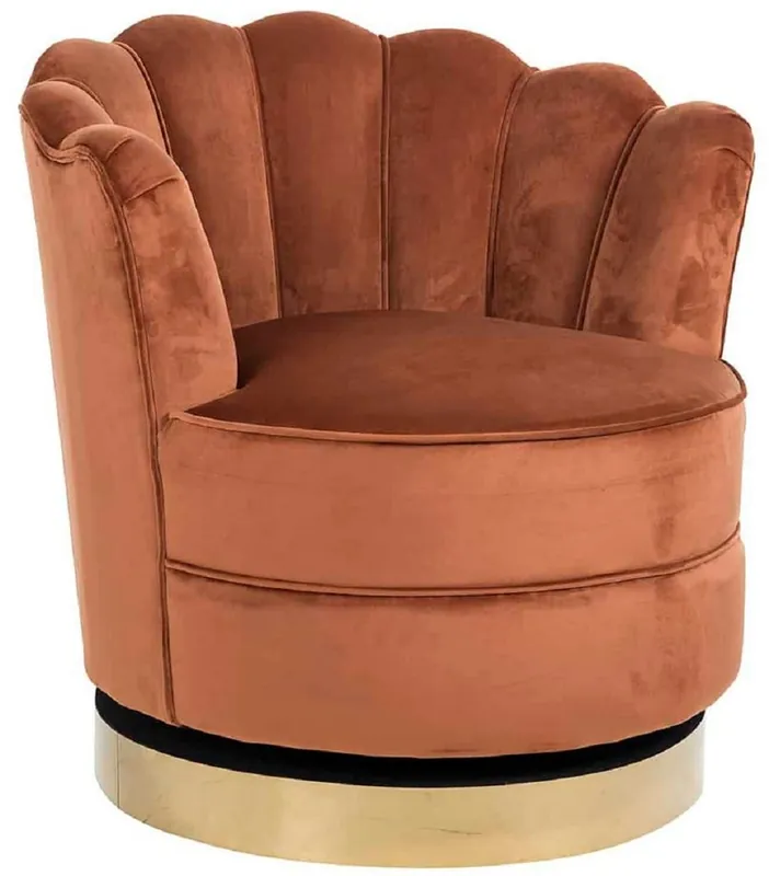 Casa Padrino sillón giratorio de terciopelo de lujo oxido / oro 81,5 x 76 x A. 79 cm - Sillón de salón moderno - Muebles de salón de lujo Sonderaktion