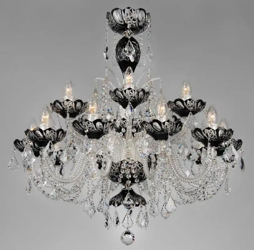 Casa Padrino araña de luces barroco de lujo negro Ø 82 x A. 82 cm - Lámpara de Araña de Hotel y Restaurante - Luces Barrocos - Noble y Magnífico Direktkauf