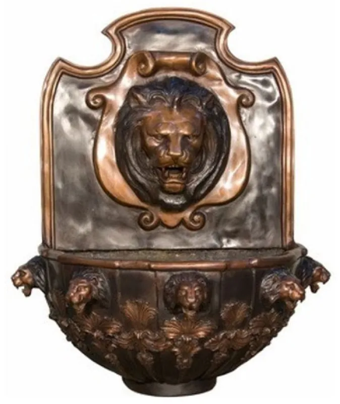 Bestseller Casa Padrino fuente de pared barroco de lujo león 79 x 46 x A. 91 cm - Magnífica fuente de bronce - Accesorios Barrocos para Jardín y Terraza