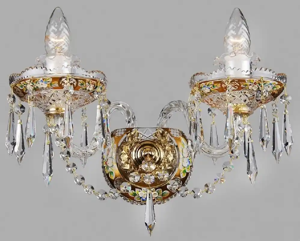 Sofort Bestellen Casa Padrino lámpara de pared de cristal barroco de lujo oro 36 x A. 31 cm - Magnífica lámpara de pared doble en estilo barroco - Luces Barrocos - Noble y Magnífica