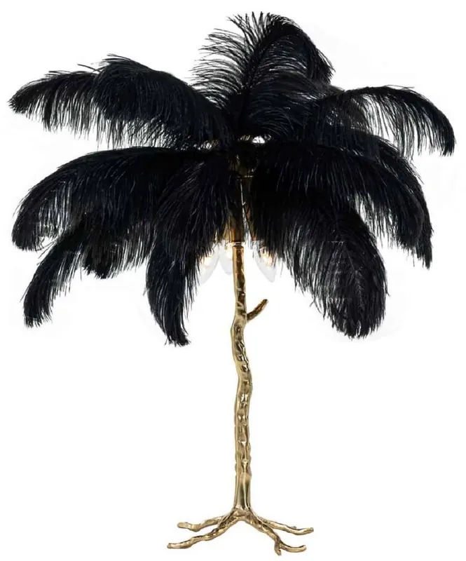 Online Kaufen Casa Padrino lámpara de mesa de lujo palmera negro / oro 75 x 75 x A. 80 cm - Lámpara de mesa moderna en diseño de palmera - Luces de Lujo - Calidad de Lujo