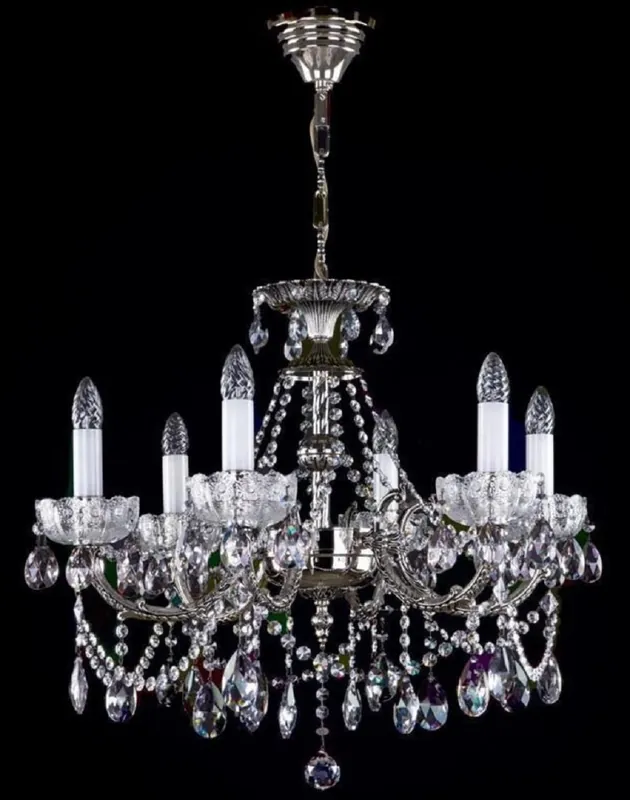 Schneller Versand Casa Padrino araña de luces barroco de lujo plata antigua Ø 65 x A. 57 cm - Magnífica lámpara de araña con cristal de Bohemia - Noble & Magnífica