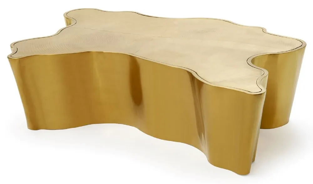 Nur Für Kurze Zeit Casa Padrino mesa de centro de lujo oro 145 x 97 x A. 35 cm - Mesa de salón de acero inoxidable - Muebles de salón y hotel de lujo