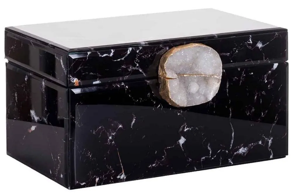 Casa Padrino caja de joya de lujo con aspecto mármol negro 30,5 x 15 x A. 18 cm - Caja de Almacenamiento - Accesorios Decorativos - Colección de Lujo Sonderaktion