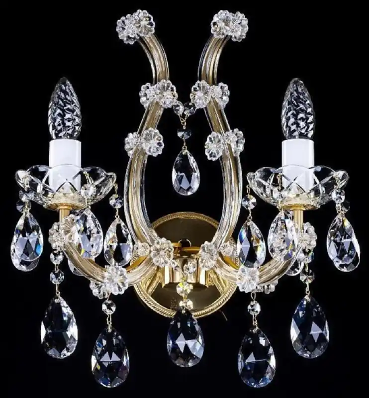 Jetzt Kaufen Casa Padrino lámpara de pared doble de cristal barroco de lujo oro 33 x 17 x A. 38,5 cm - Magnífica lámpara de pared con cristal de Bohemia - Noble & Magnífica