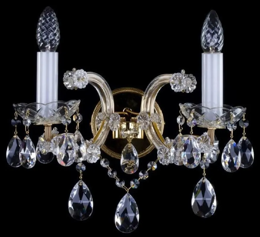 Nur Heute Casa Padrino lámpara de pared doble de cristal barroco de lujo oro 33 x 21 x A. 34 cm - Magnífica lámpara de pared con cristal de Bohemia - Noble & Magnífica