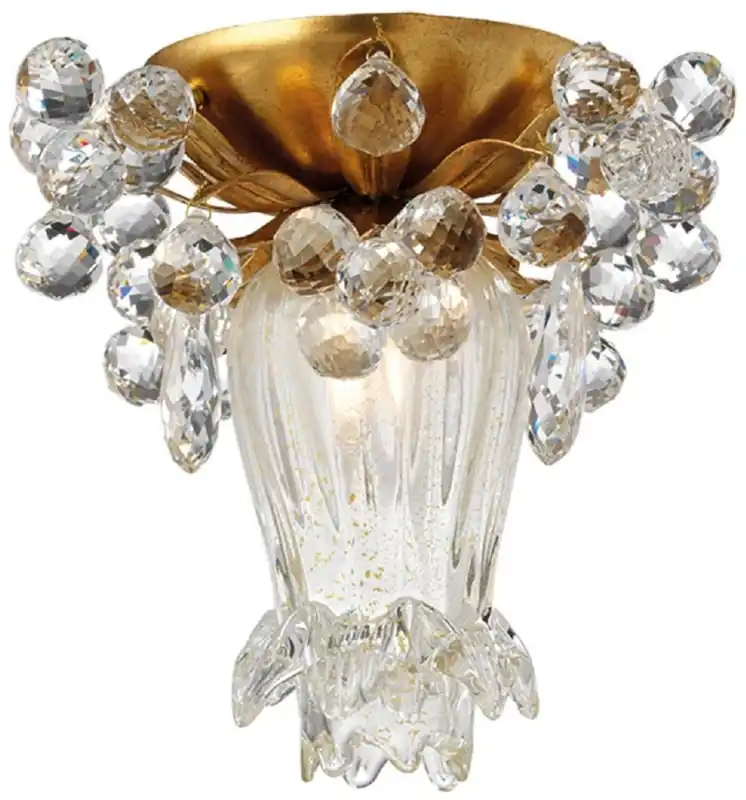 Jetzt Kaufen Casa Padrino lámpara de techo LED de lujo oro Ø 15 x A. 17 cm - Lámpara de techo con cristal de Swarovski noble - Lámpara de techo de salón - Lámpara de techo de hotel