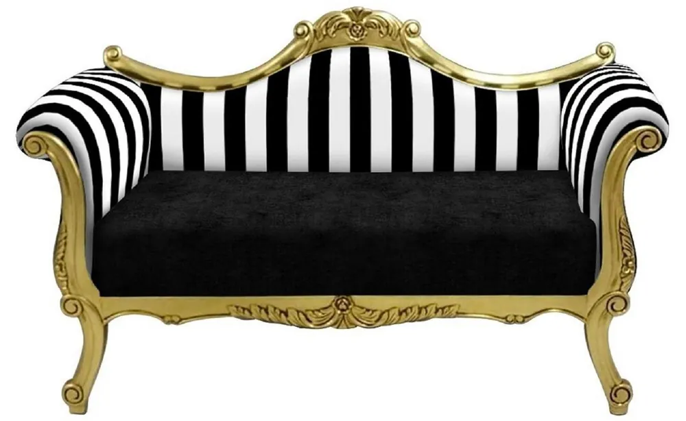 Casa Padrino sofá barroco con rayas negro / blanco / oro - Sofá de salón hecho a mano de estilo barroco - Muebles de salón barrocos Jetzt Bestellen