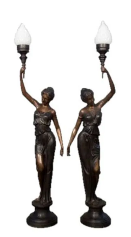 Highlight Juego de lámpara de pie de bronce de lujo Casa Padrino - 2 luces de figura luces de bronce