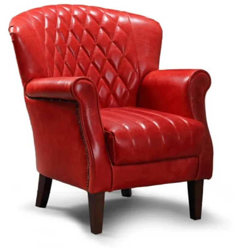 Ausverkauf Casa Padrino sillón de cuero auténtico de lujo rojo / marrón oscuro 84 x 85 x A. 90 cm - Sillón de cuero de salón - Muebles de salón de cuero auténtico