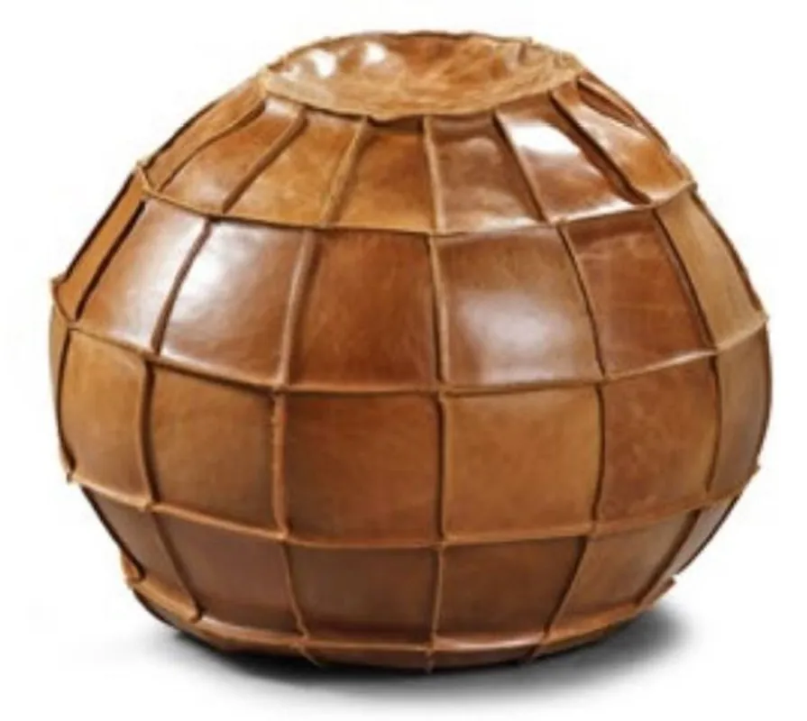 Casa Padrino taburete de cuero de lujo marrón Ø 60 cm - Taburete redondo de cuero auténtico - Reposapiés - Muebles de salón Nur Für Kurze Zeit