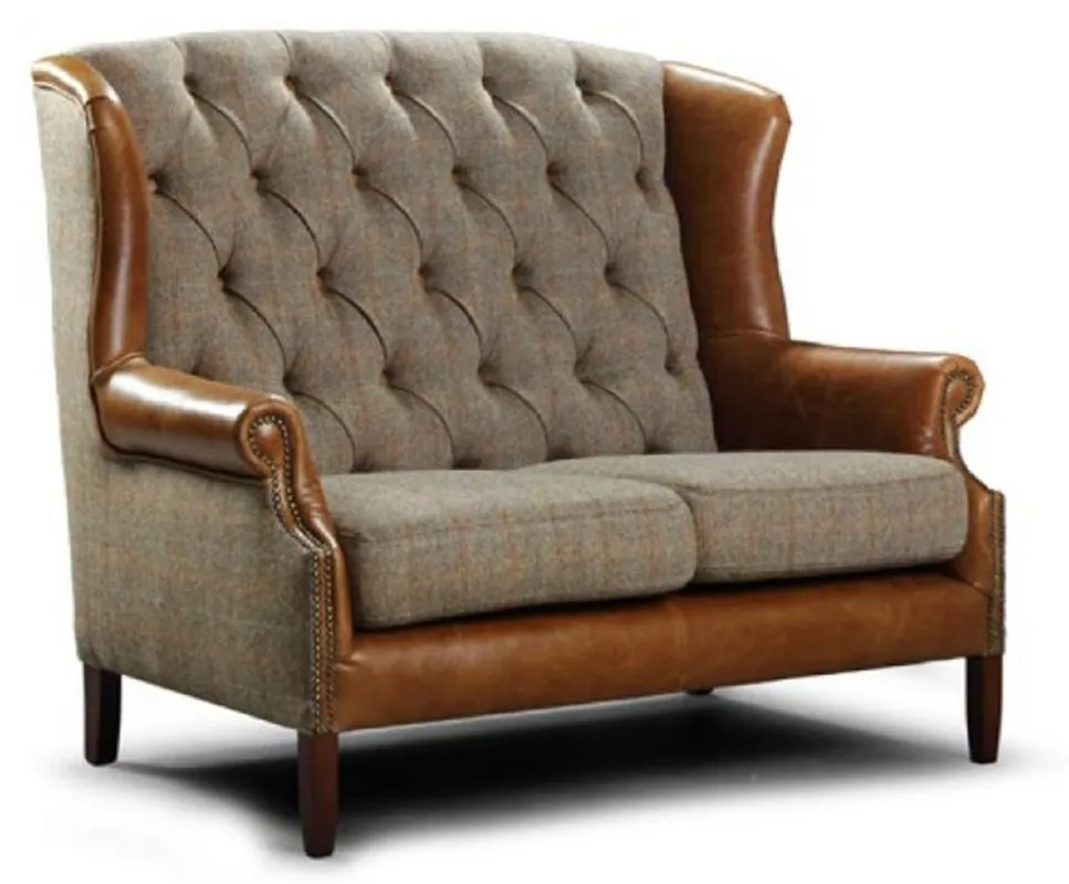 Solange Der Vorrat Reicht Casa Padrino sofá de 2 plazas Chesterfield de lujo gris / marrón / marrón oscuro 140 x 90 x A. 105 cm