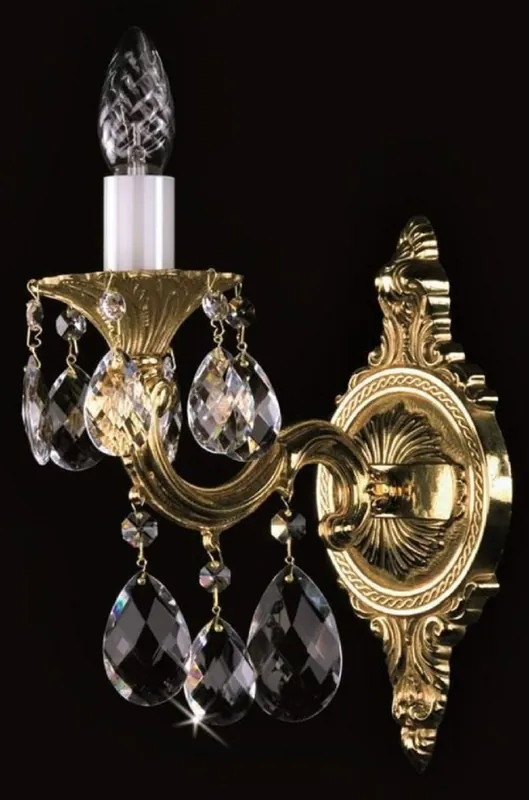 Casa Padrino lámpara de pared de cristal barroco de lujo oro 12 x 20 x A. 32 cm - Magnífico lámpara de pared de latón con cristal de Bohemia - Apliques barrocos Geprüft
