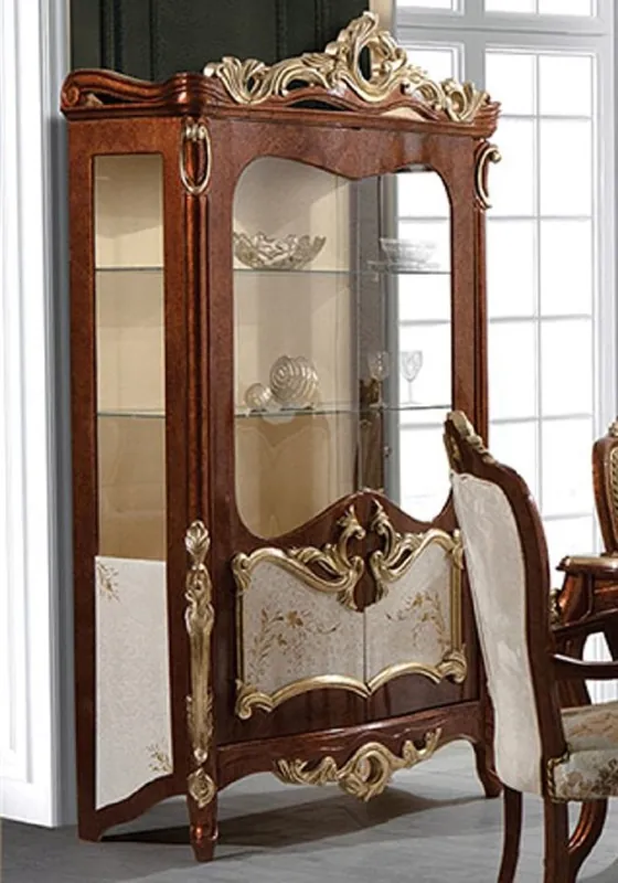 Nur Für Kurze Zeit Casa Padrino vitrina barroco de lujo marrón / crema / oro - Vitrina de madera maciza hecha a mano con 2 puertas de vidrio - Magníficos muebles barrocos