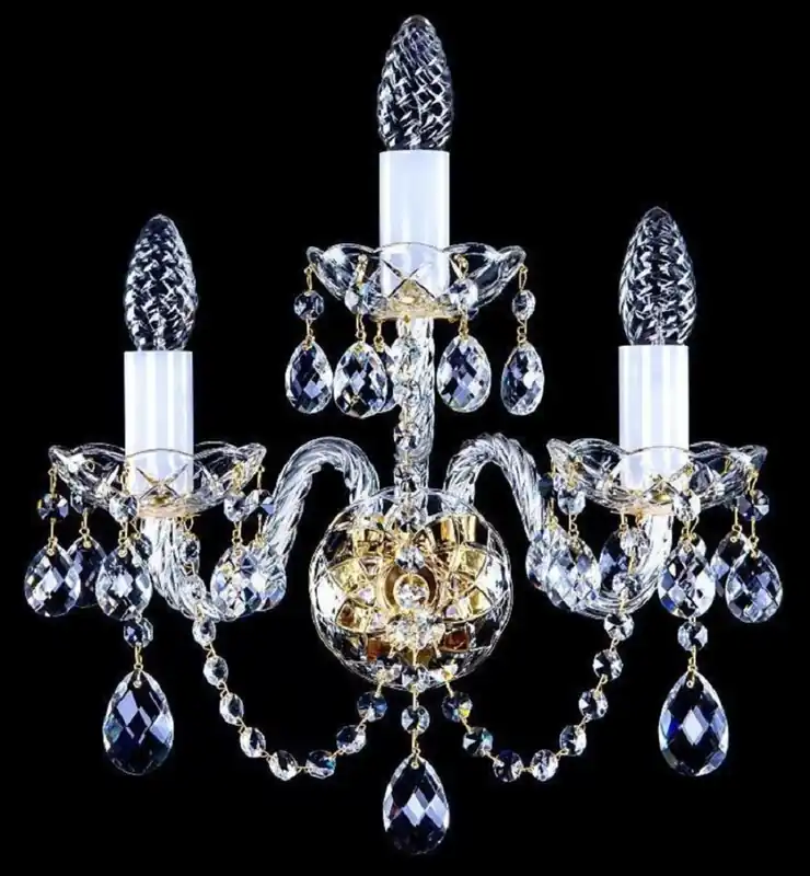 Casa Padrino lámpara de pared de cristal barroco de lujo oro 34 x 17 x A. 38 cm - Magnífico lámpara de pared con cristal de Bohemia - Apliques barrocos Finale Aktion