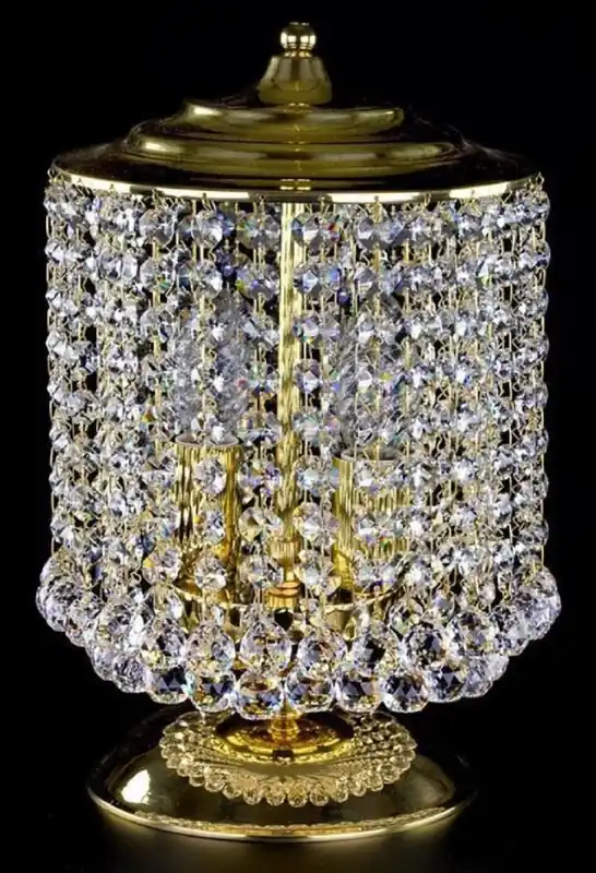 Casa Padrino lámpara de mesa de cristal barroco de lujo oro Ø 20 x A. 34 cm - Magnífica lámpara de taburete con cristal de Bohemia - Luces de cristal barroco Bestseller