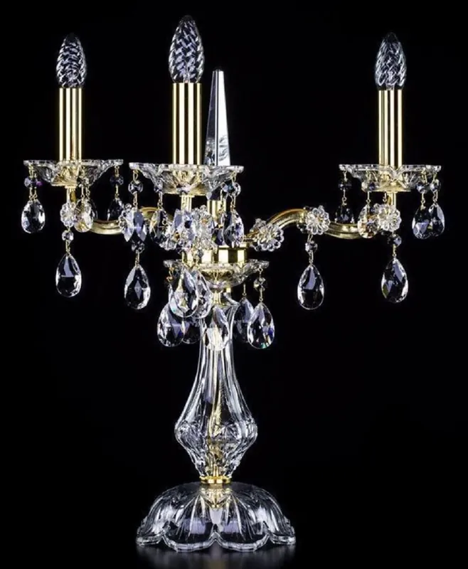 Angebot Casa Padrino lámpara de mesa de cristal barroco de lujo oro Ø 30 x A. 55 cm - Magnífica lámpara de escritorio con cristal de Bohemia - Luces de cristal barroco