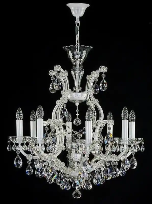 Casa Padrino lámpara de araña barroco de lujo blanco Ø 73 x A. 79 cm - Magnífica araña de luces con cristal de Bohemia - Lámpara de Araña de Hotel y Restaurante Aktuell