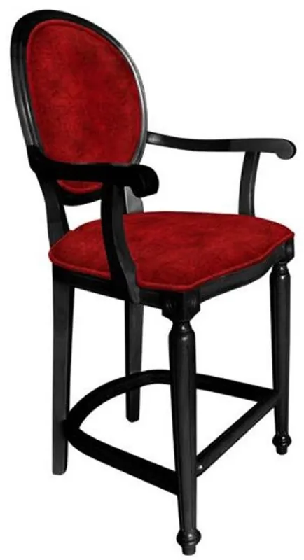 Casa Padrino silla de bar barroco con reposabrazos rojo burdeos / negro - Taburete de bar de estilo antiguo hecho a mano - Mobiliario de bar barroco Kracherpreis