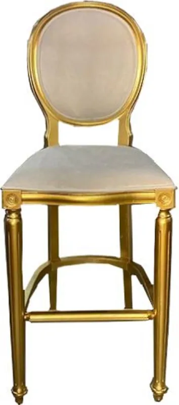 Sofort Bestellen Casa Padrino silla de bar barroco crema / oro - Taburete de bar de estilo antiguo hecho a mano - Mobiliario de bar barroco