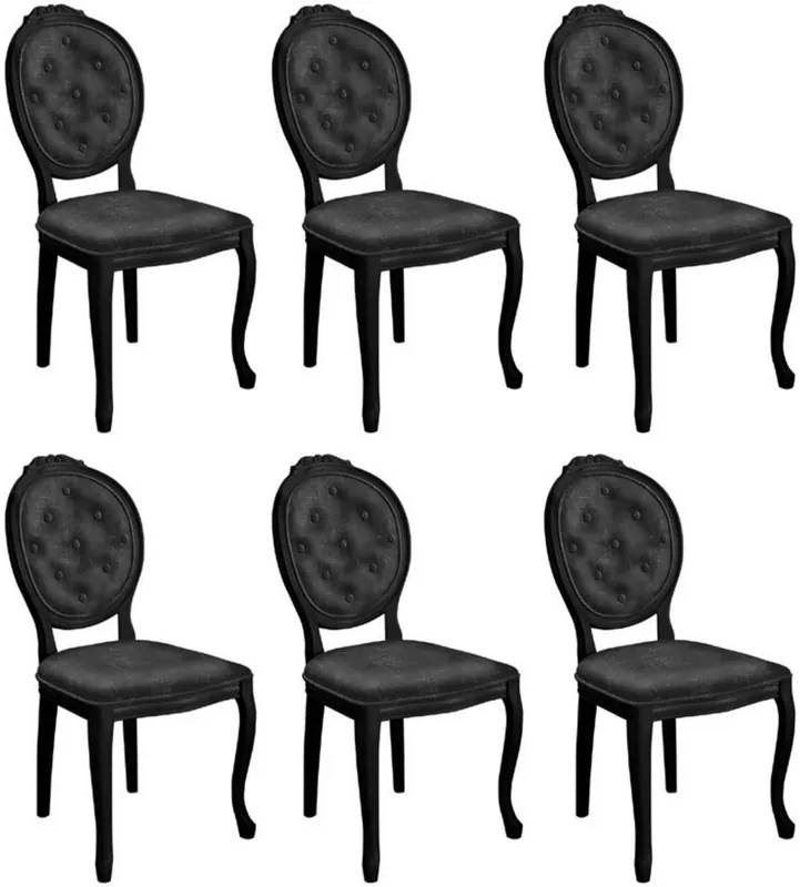 Casa Padrino conjunto de sillas de comedor barroco negro - 6 Sillas de cocina hecho a mano en estilo barroco - Muebles de comedor barrocos Sale