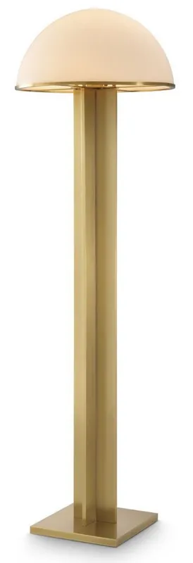 Top-Angebot Casa Padrino lámpara de pie de lujo latón antiguo / blanco Ø 39 x A. 135 cm - Lámpara de pie redonda de metal con pantalla de vidrio - Colección de Lujo