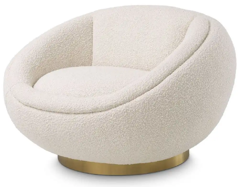 Casa Padrino sillón giratorio de lujo crema / latón 100 x 102 x A. 68 cm - Sillón de salón moderno - Muebles de salón de lujo Preis Gesenkt