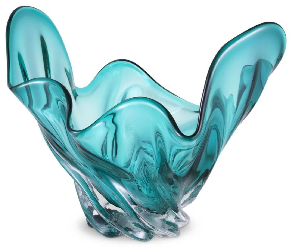 Knallerangebot Casa Padrino cuenco de lujo turquesa 42 x 27 x A. 25 cm - Cuenco decorativo moderno de vidrio soplado a mano - Accesorios decorativos - Calidad de lujo