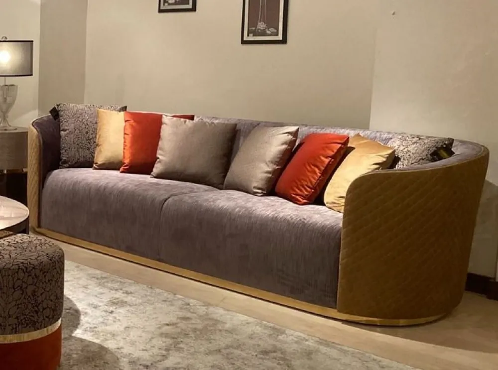 Billig Casa Padrino sofá de lujo púrpura / beige / marrón oscuro / oro - Sofá de sala de estar - Sofá de hotel - Muebles de lujo