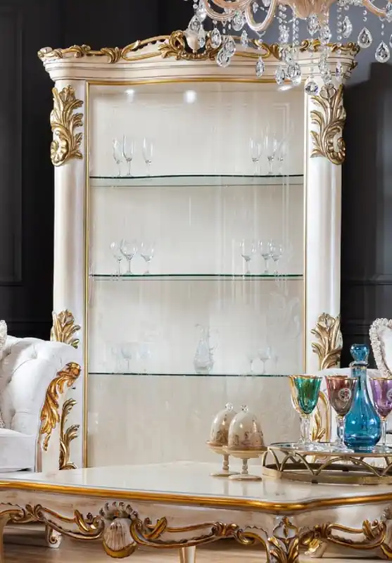 Angebot Casa Padrino vitrina barroco de lujo blanco / beige / oro - Vitrina hecha a mano de madera maciza con puerta de vidrio - Muebles Barrocos