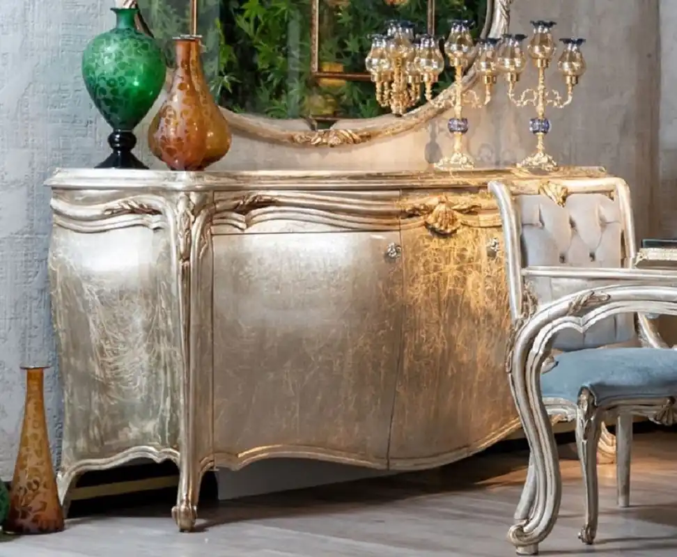 Casa Padrino aparador barroco de lujo plata / oro - Magnífico gabinete de madera maciza - Muebles barrocos - Noble y Magnífico Direkt Vom Hersteller