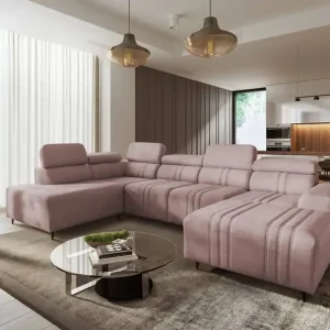 Online Kaufen Ecksofa mit Schlaffunktion Castel VI rosa rechts komfortables und elegantes Ecksofa mit zwei Bettkästen