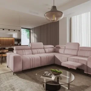Ecksofa mit Schlaffunktion Castel III Lux rosa rechte Ecke äußerst bequemes Ecksofa für das Wohnzimmer mit ausziehbarer Fußstütze Solange Der Vorrat Reicht