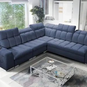Neue Ware Ecksofa mit Schlaffunktion Luigi III blau links bequemes Ecksofa für das Wohnzimmer perfekt für die tägliche Entspannung