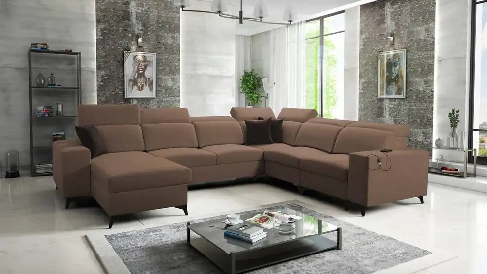 Knallerangebot Ecksofa mit Schlaffunktion Kelly Sleek VIII hellbraun linke Seite stilvolle Ecksofa für Wohnzimmer bietet Komfort beim Entspannen