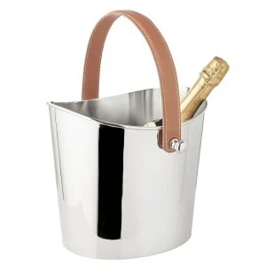Bestseller Edzard Eiseimer Gilbert (Höhe 23 cm), brauner Ledergriff, Messing, glänzend vernickelt