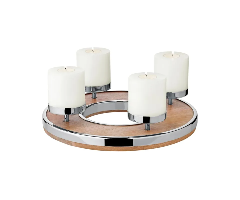 Kracherpreis Edzard Adventskranz Jale (Ø 36 cm), Mangoholz mit Edelstahlrand
