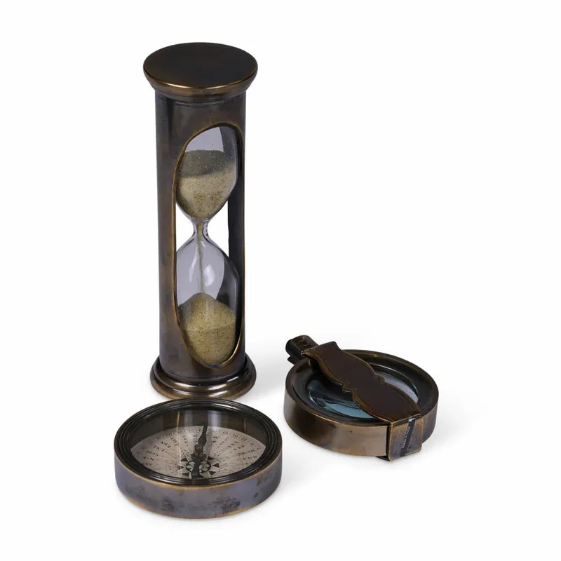 Direkt Vom Hersteller Authentic Models The Travelers Gift Box, 3-tlg., Polaris-Kompass, Sanduhr, Reiselupe, Holz / Messing / Glas, GB002