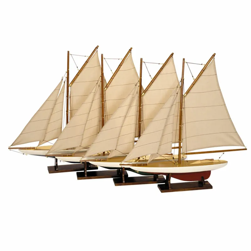 Authentic Models Schiffsmodell Mini Pond Yachts, 4-tlg. Segelschiff, Yacht, Dekoration, Holz / Baumwolle, AS057A Sofort Bestellen