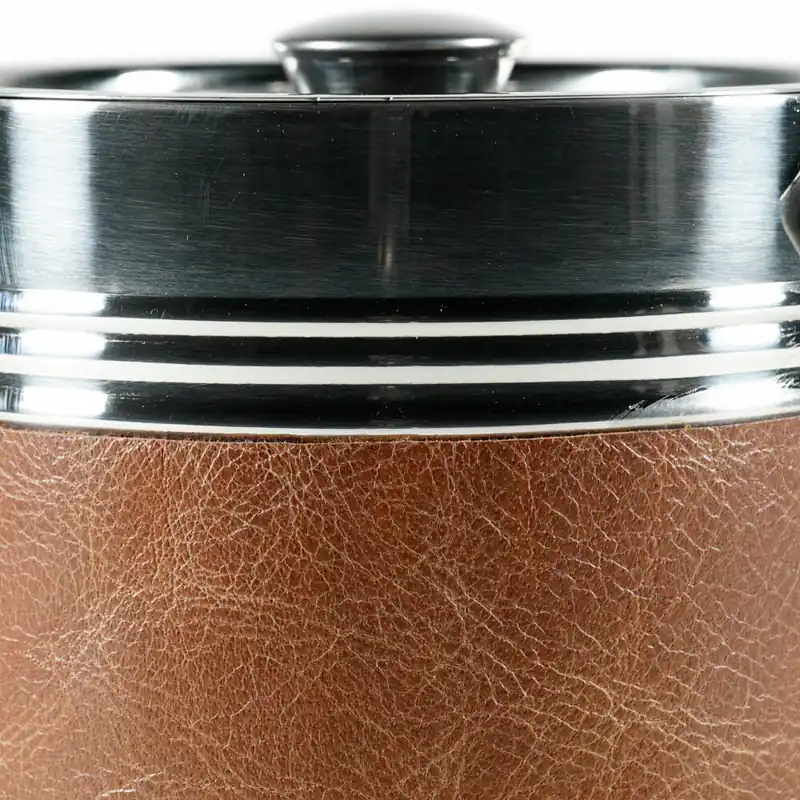 Abverkauf Authentic Models Travel Ice Bucket, Eiskübel, Eiswürfelbehälter, Stahl / Leder, BA008