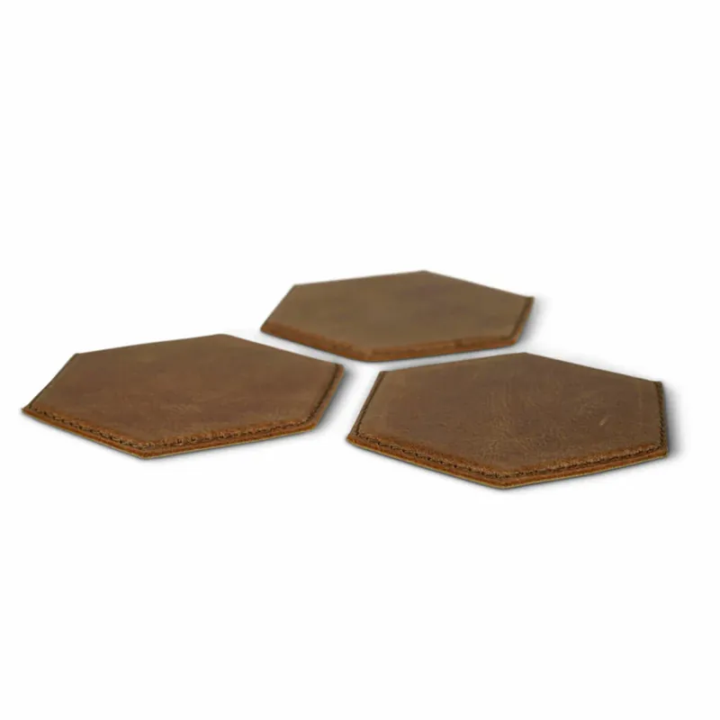 Authentic Models Travel Coaster, 3er Set, Untersetzer, Glasuntersetzer, Leder / Kunststoff, BA018 Geprüft