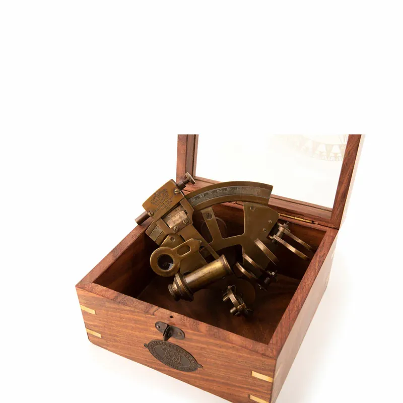 Neu Im Sortiment Authentic Models Sextant in Holzbox, Schreibtischdeko, Metall, Akazienholz, KA032