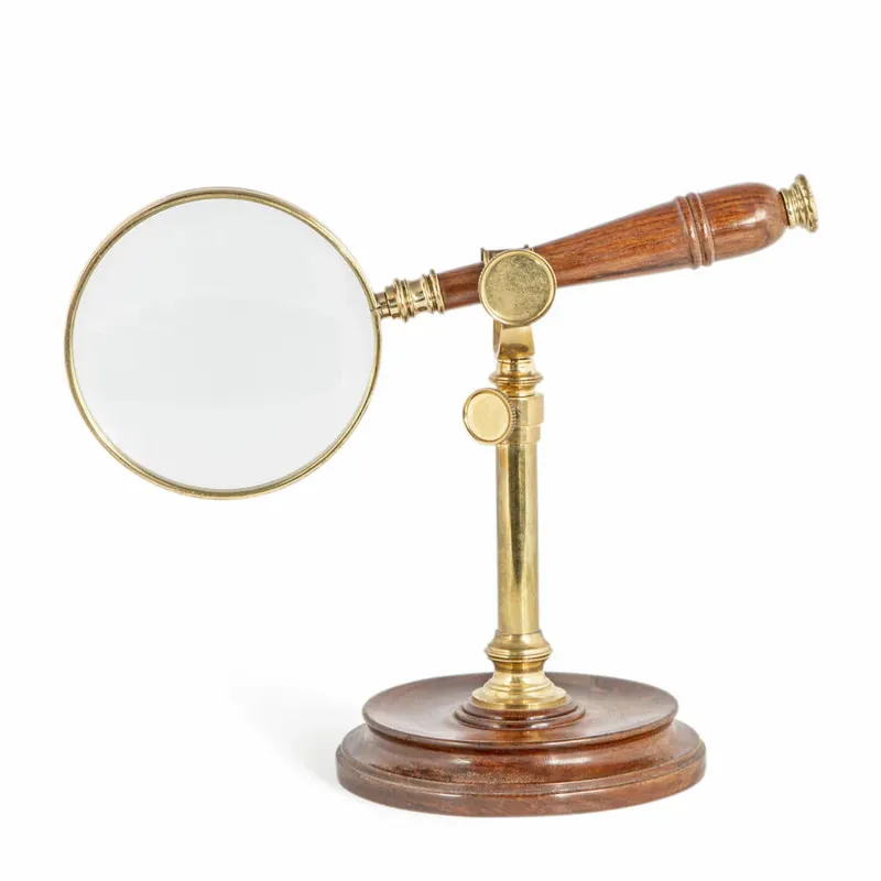 Authentic Models Vergrößerungsglas mit Ständer, Lupe, Holz, Messing, Glas, AC099A Markenware
