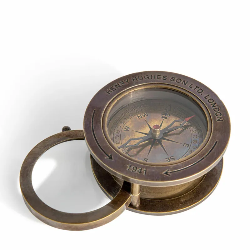 Authentic Models Kompass Slide Out Compass, mit herausziehbarer Lupe, Messing / Glas, CO035 Sichere Zahlung