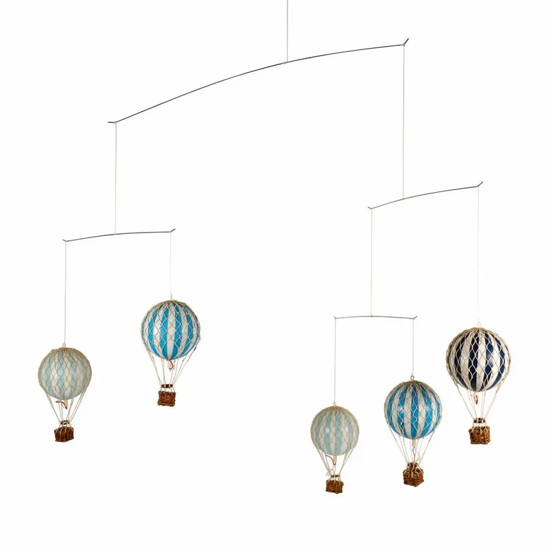 Sale Authentic Models Mobile Flying the Skies Blau, Hängedekoration, Ballon, Rattan / Papier / Kunststoff, AP138