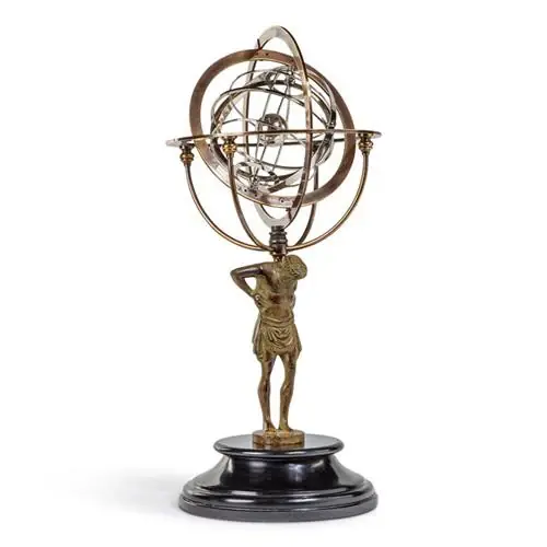 Sonderaktion Authentic Models Armillarsphäre 18th C. Atlas Armillary, Dekoration, Aluminium / Messing / Granitsockel, GL051