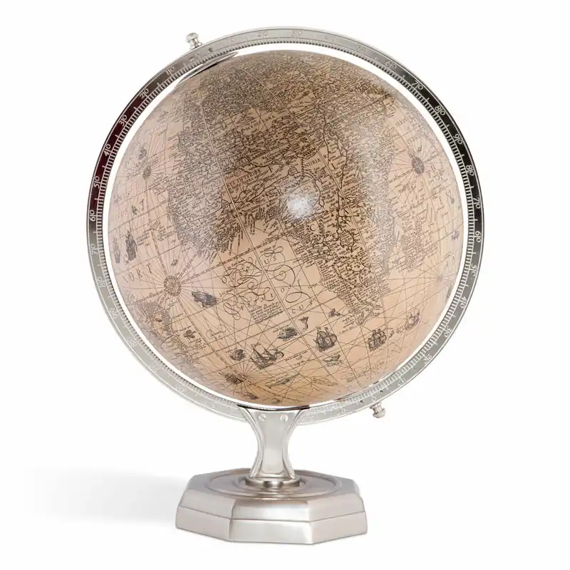 Zertifiziert Authentic Models Globus Hondius Vintage Round, Deko-Weltkugel, Aluminium / Kunststoff / Papier, GL064